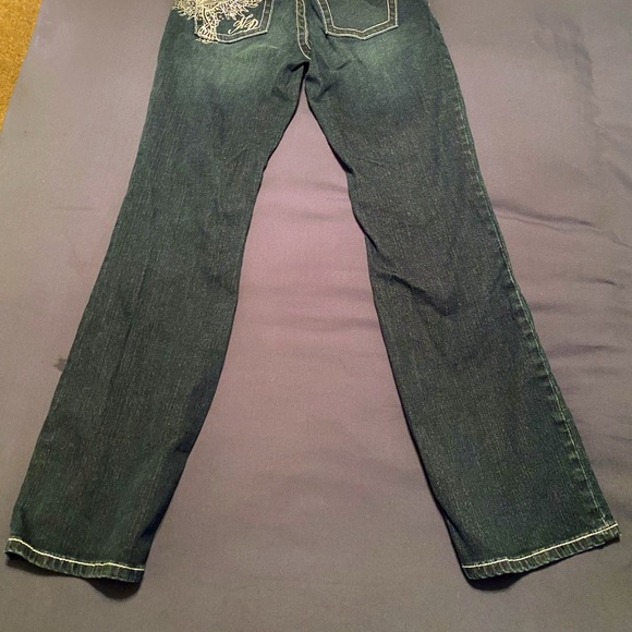 Women's Harley Davidson Jeans with Embroidered Design size 8 bootleg low rise - Picture 2 of 15